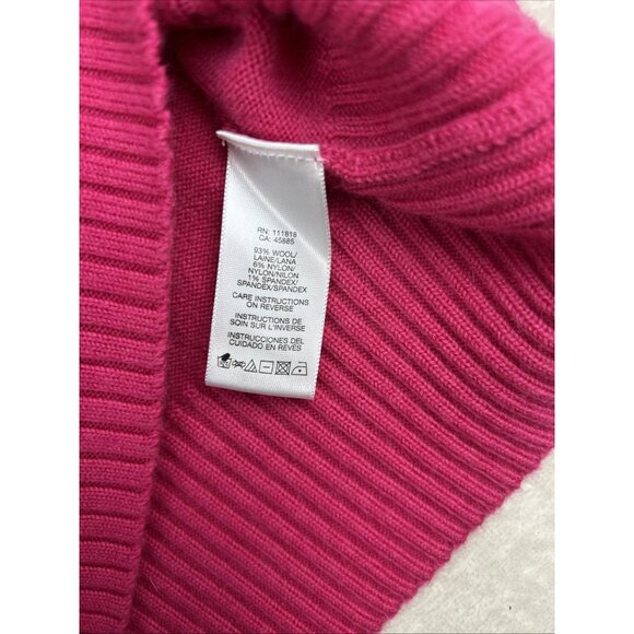 Michael Kors Sweater Dress Womens Size Medium Pink Fuscia Wool Blend Turtleneck - Picture 6 of 8